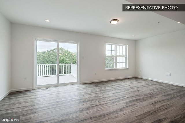 spare room featuring wood-type flooring