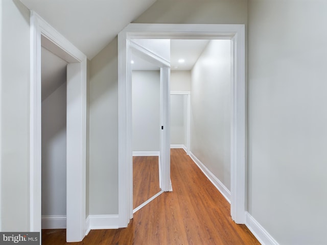 hall featuring wood-type flooring