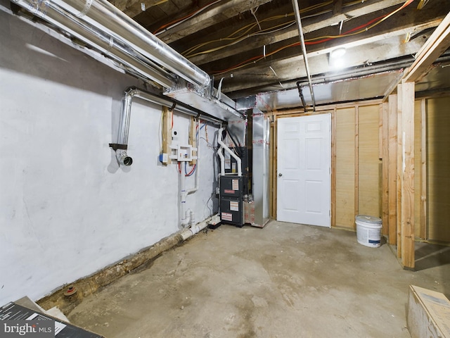 basement with heating unit