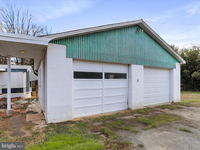 view of garage