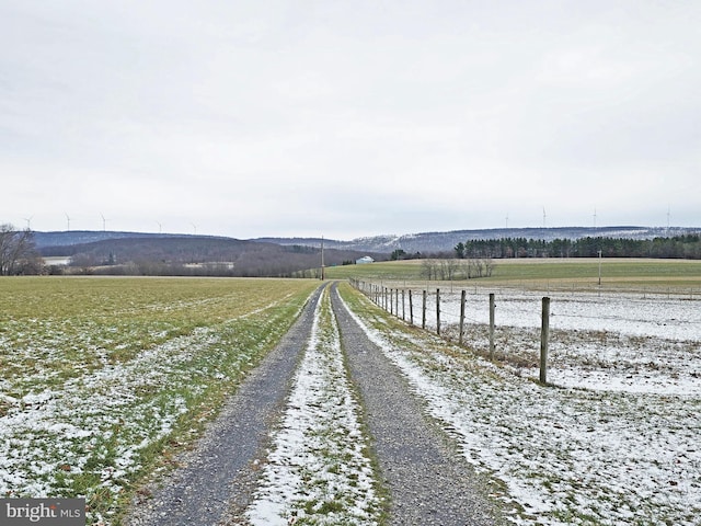 view of road with a rural view