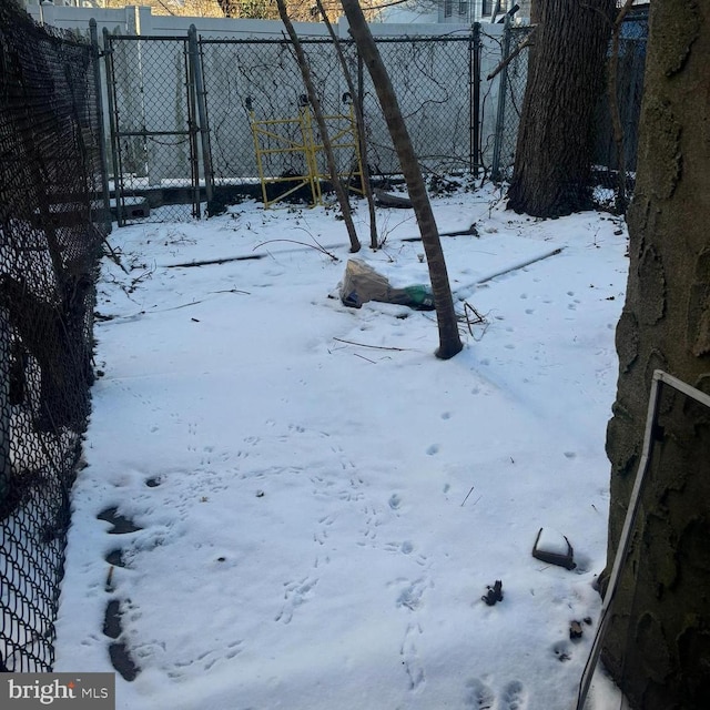 view of yard covered in snow