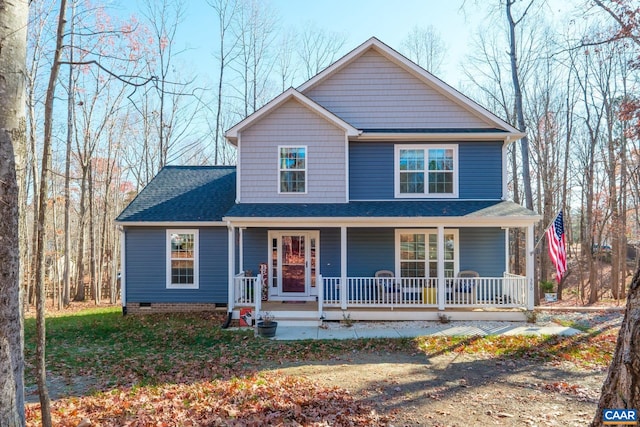 front facade featuring covered porch