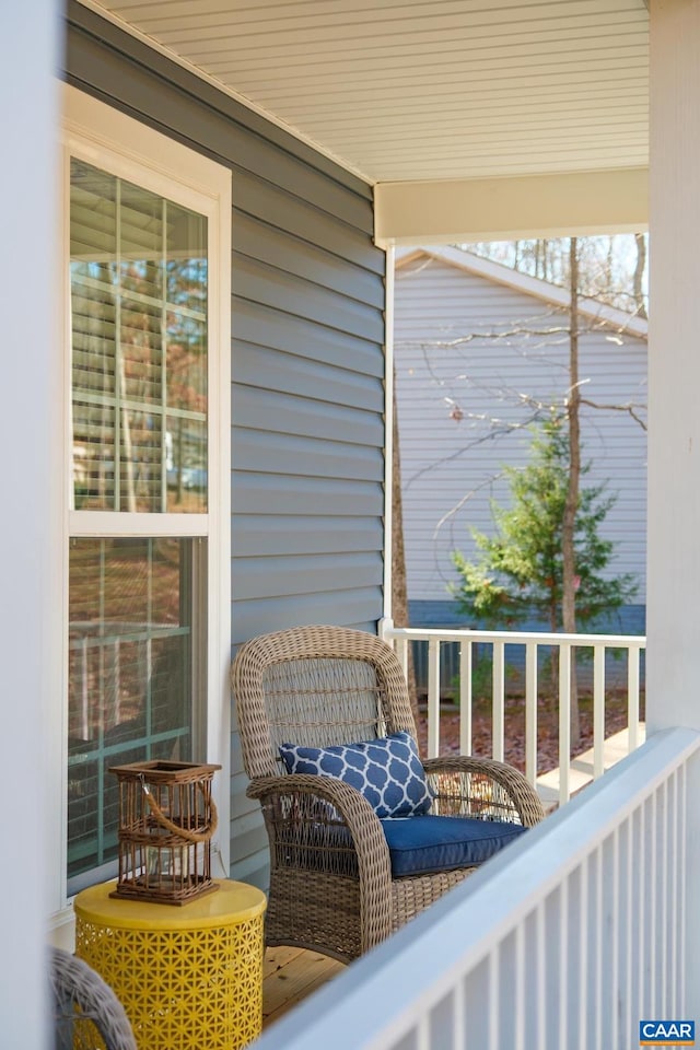 balcony featuring a porch