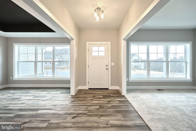 entryway with hardwood / wood-style flooring