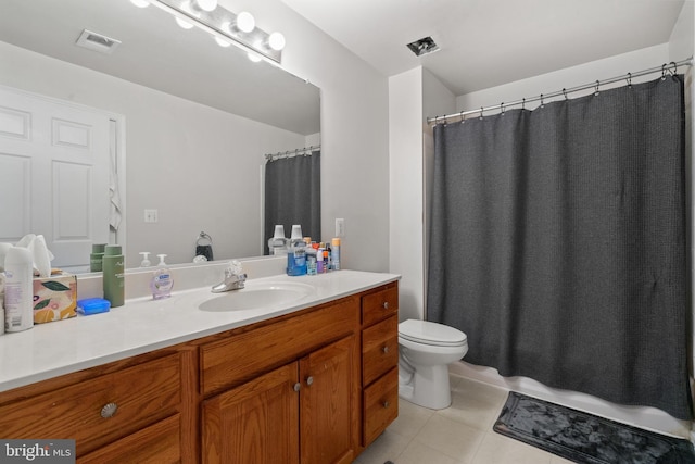 bathroom with tile patterned flooring, vanity, and toilet