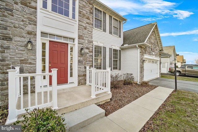 entrance to property with a garage