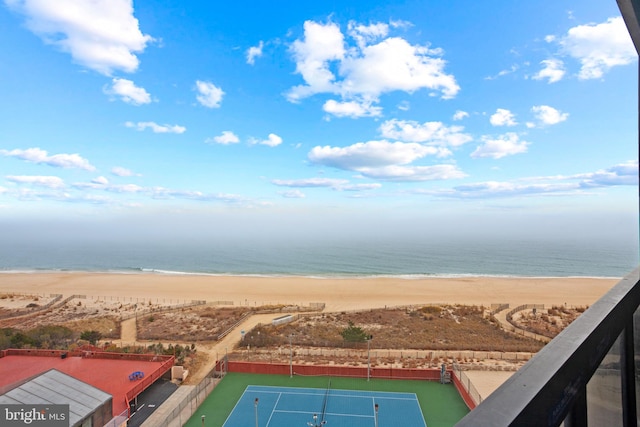 view of water feature featuring a beach view