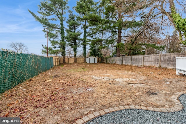 view of yard with a storage unit