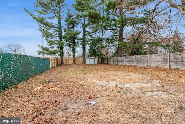 view of yard featuring a shed