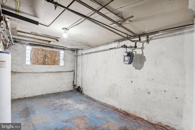 basement featuring gas water heater