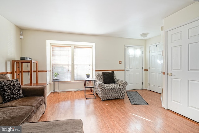 living area featuring light hardwood / wood-style flooring