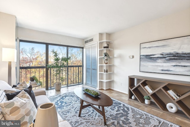 living room featuring light hardwood / wood-style floors