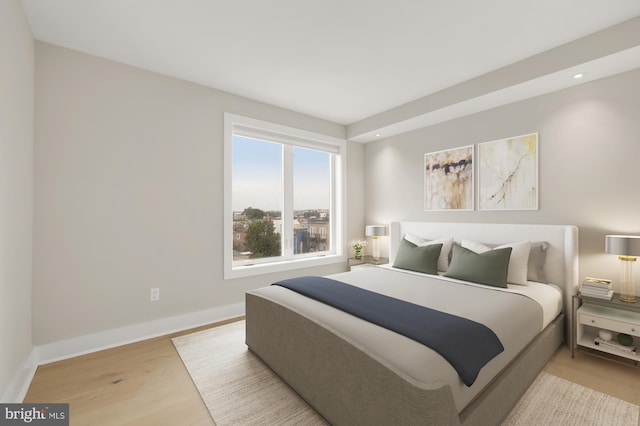 bedroom with light wood-type flooring