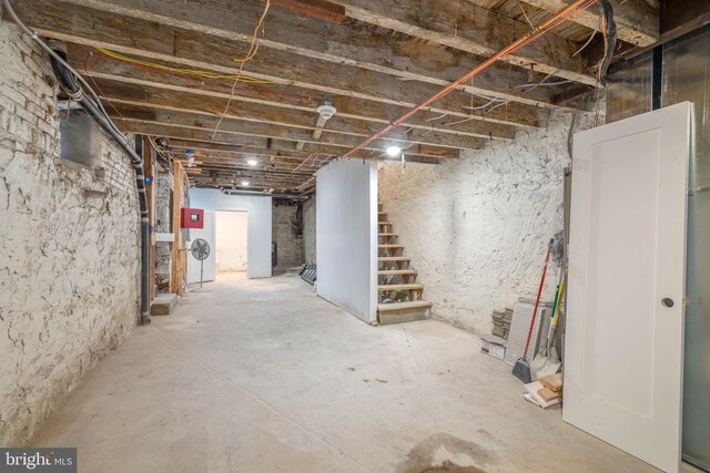 1401 S 13th St, Philadelphia, PA 19147 - unfinished basement featuring stairway