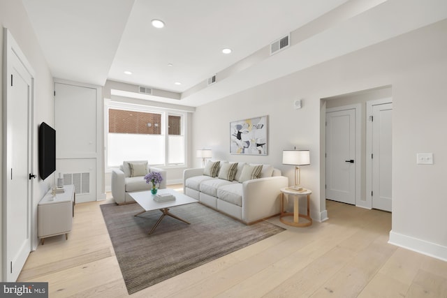 living room featuring light hardwood / wood-style flooring