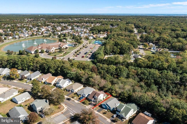 bird's eye view featuring a water view