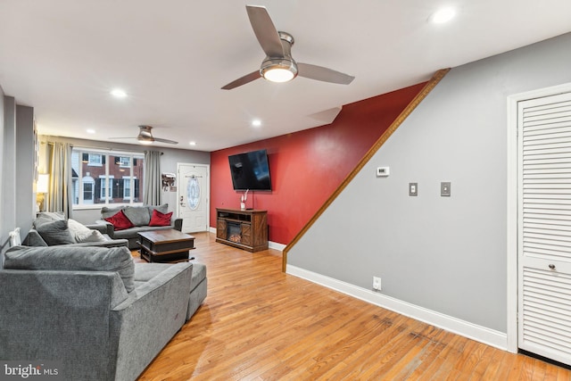 living room featuring light wood-type flooring