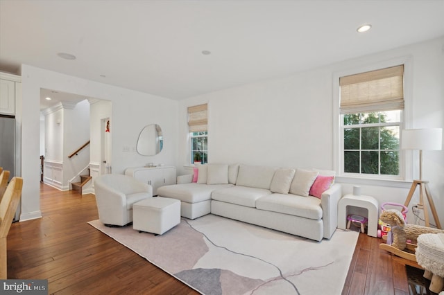 living room with wood-type flooring