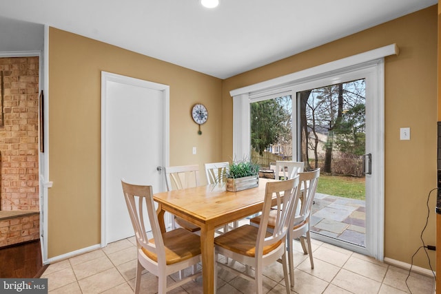 view of tiled dining area