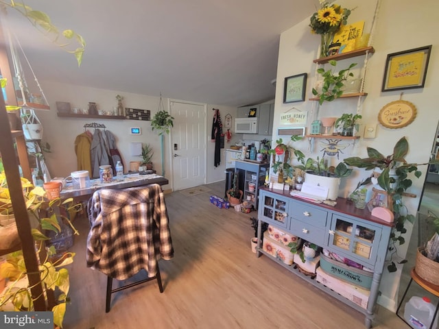 interior space with light hardwood / wood-style floors