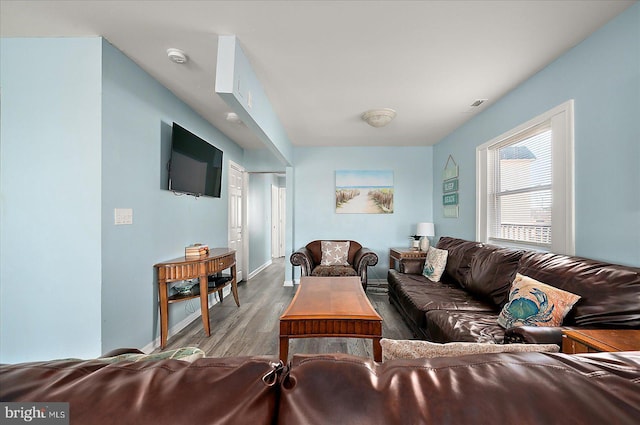 living room featuring hardwood / wood-style flooring