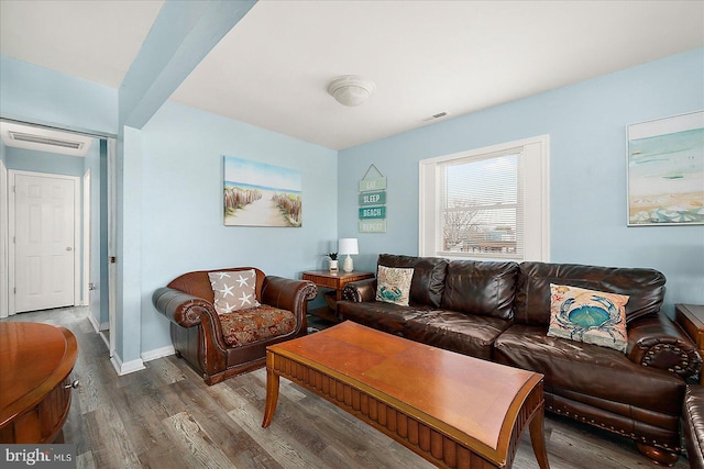 living room with hardwood / wood-style floors