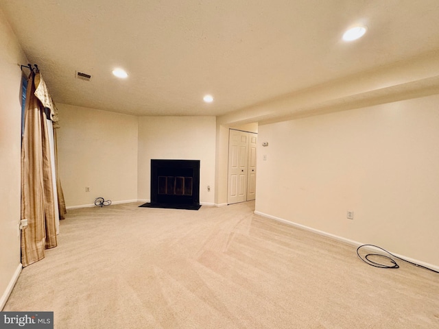 basement with carpet