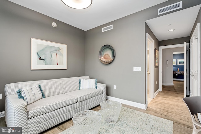 living room featuring light hardwood / wood-style flooring