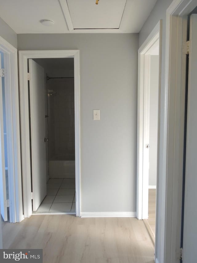 corridor featuring light hardwood / wood-style floors