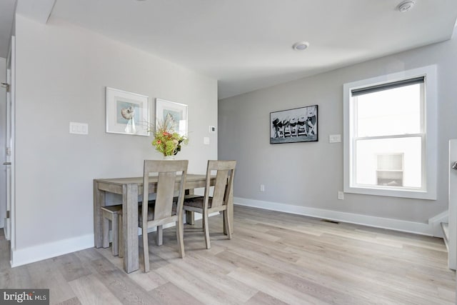 dining room with light hardwood / wood-style flooring