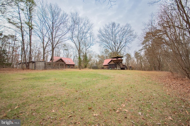 view of yard with an outbuilding