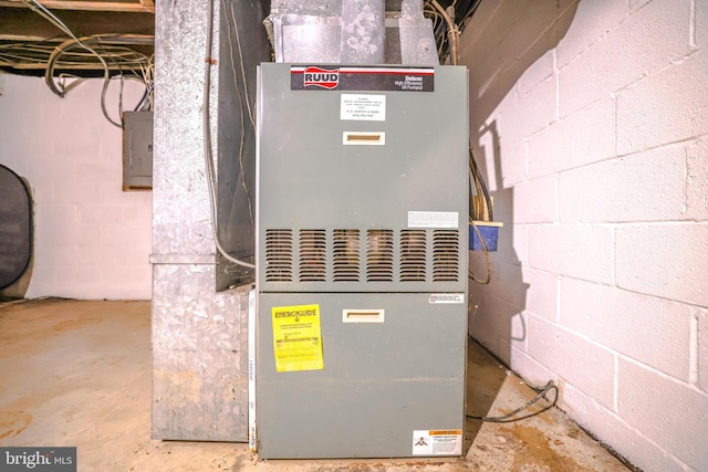 utilities featuring electric panel and heating unit