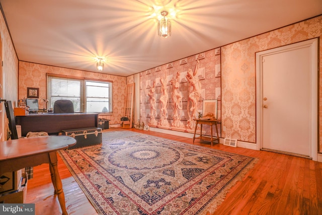 office area featuring hardwood / wood-style flooring