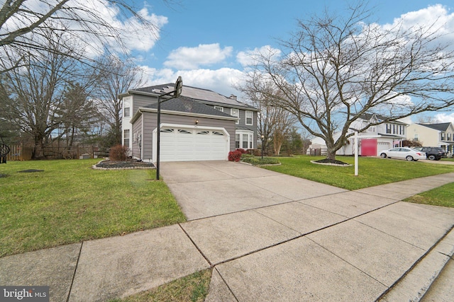 view of side of property with a yard