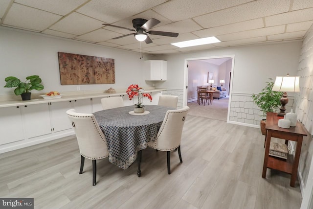 6381 Glatfelters Station Rd, Seven Valleys, PA 17360 - dining room featuring a ceiling fan, light wood-style flooring, and a paneled ceiling