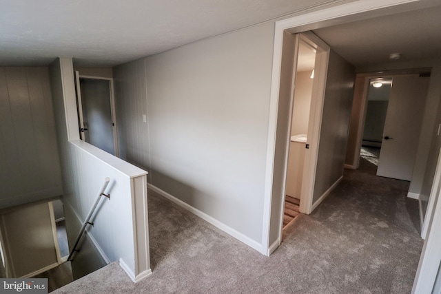 hallway featuring carpet flooring