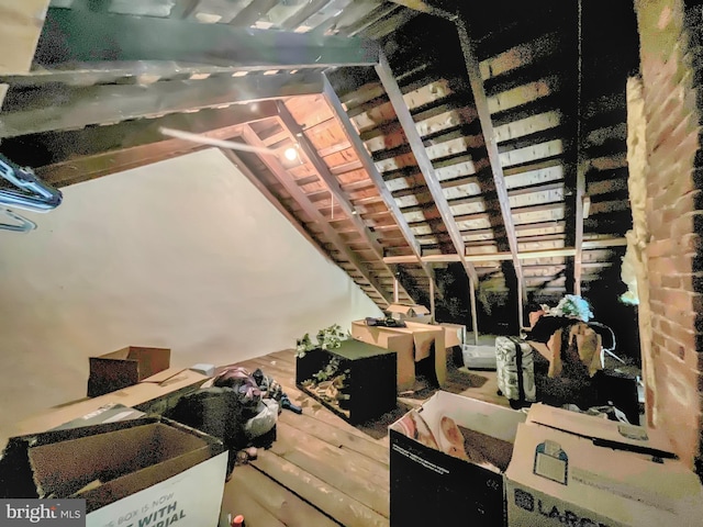 view of unfinished attic