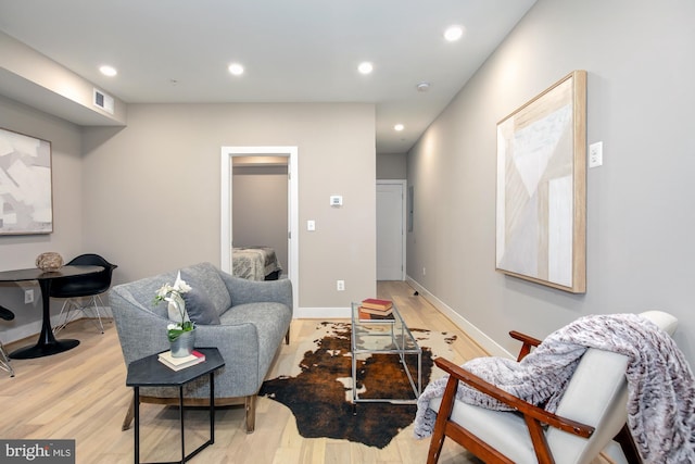 living room featuring light wood-type flooring