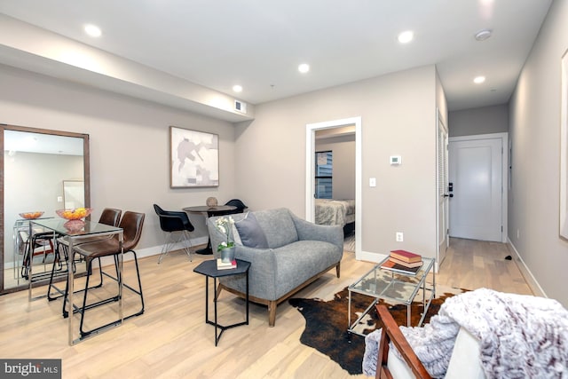 living room featuring light hardwood / wood-style floors