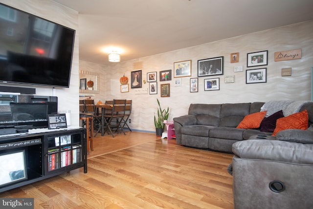 living room with light wood-type flooring