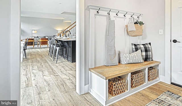 mudroom featuring wood-type flooring