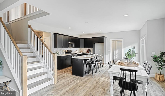 interior space with light hardwood / wood-style floors