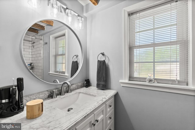 bathroom featuring vanity and a wealth of natural light