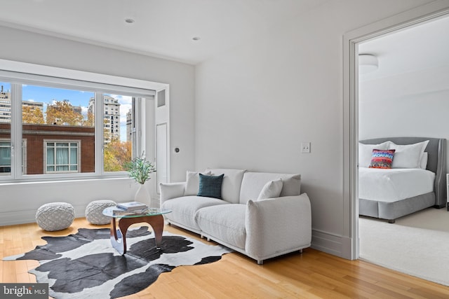 living room with hardwood / wood-style floors