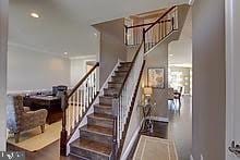 stairs with hardwood / wood-style flooring