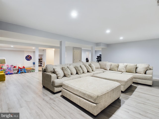 living room featuring light hardwood / wood-style floors