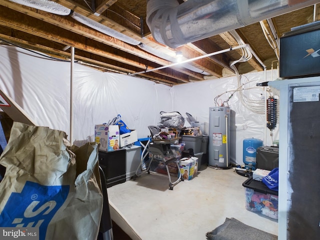 basement with electric water heater