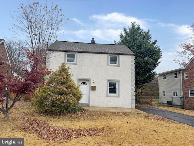 view of front of home with central AC