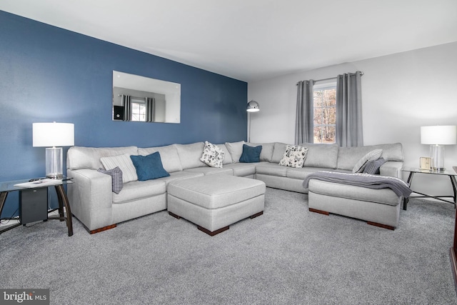 living room with carpet floors